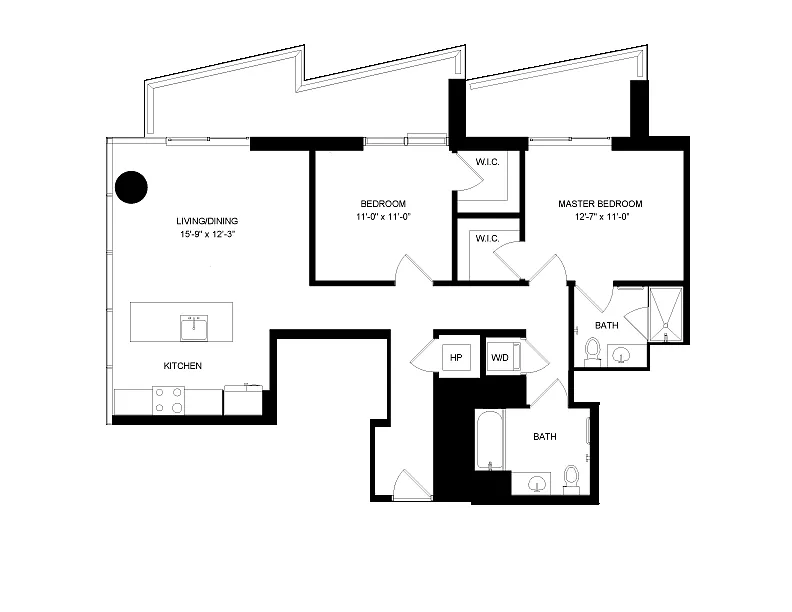 Floor plan 2 Bed-2 Bath-2