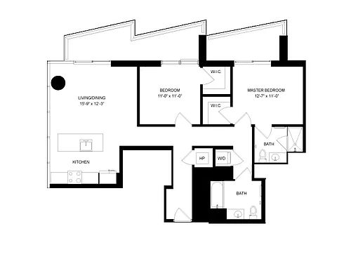 Floor plan 2 Bed-2 Bath-2