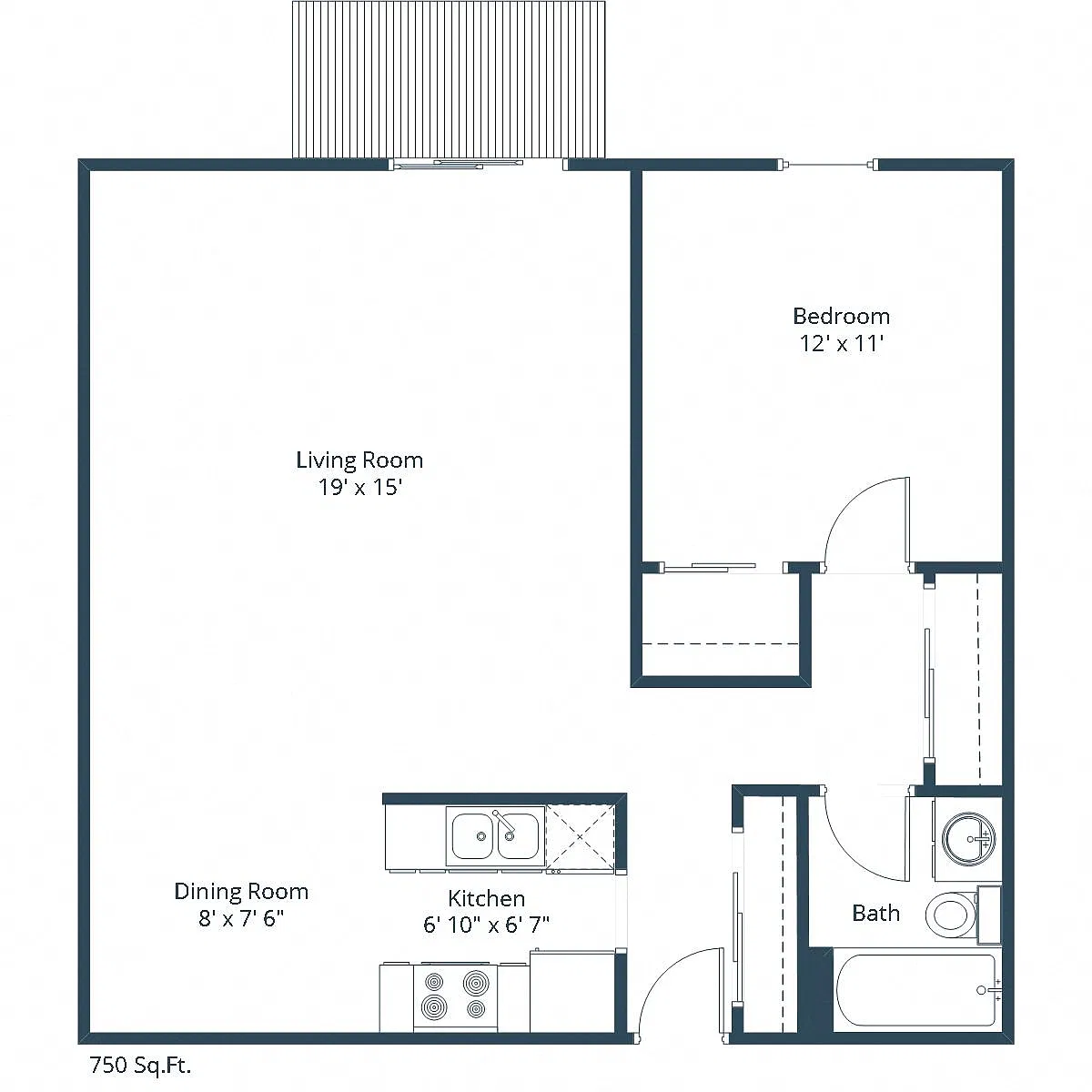 Floor plan One Bedroom 11A