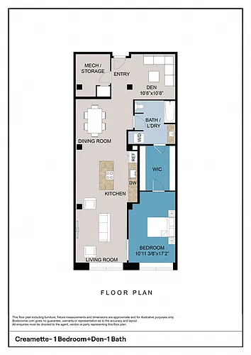Floor plan 1 Bedroom plus Den