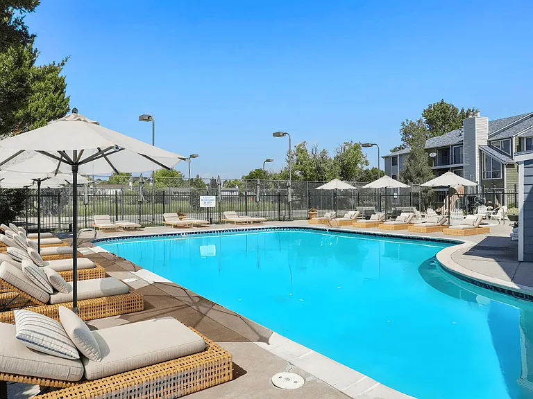 The Pool With Cabana at Horizon East Apartments.
