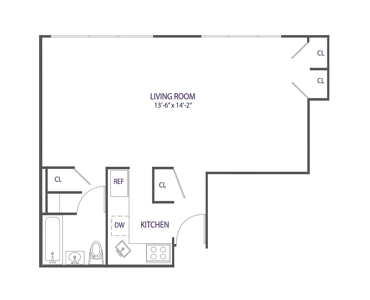 Floor plan Sutton Marquis - Studio One Bathroom
