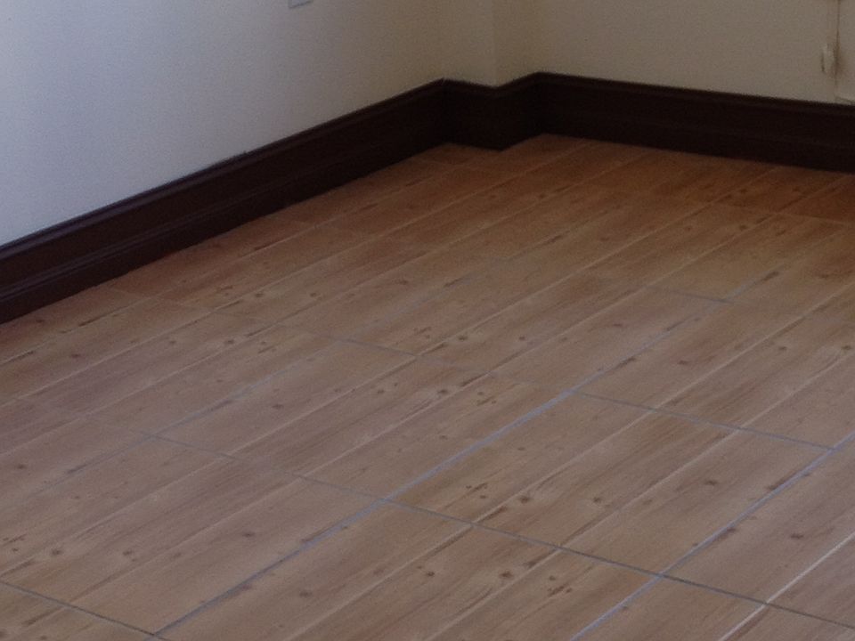 New Tiled floor and baseboards