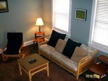 Bright Living Room with Pine Floors 