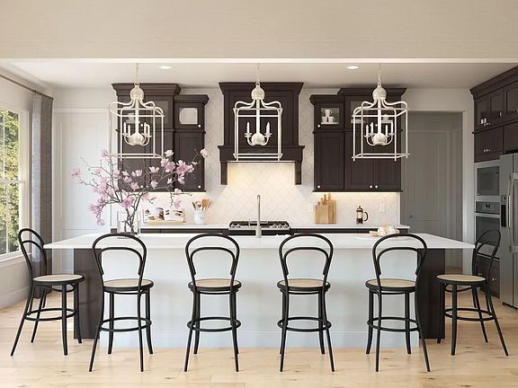 Kitchen with upper glass cabinets