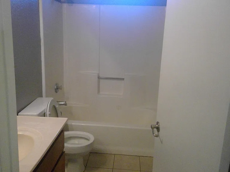 Bathroom with new deluxe shower head