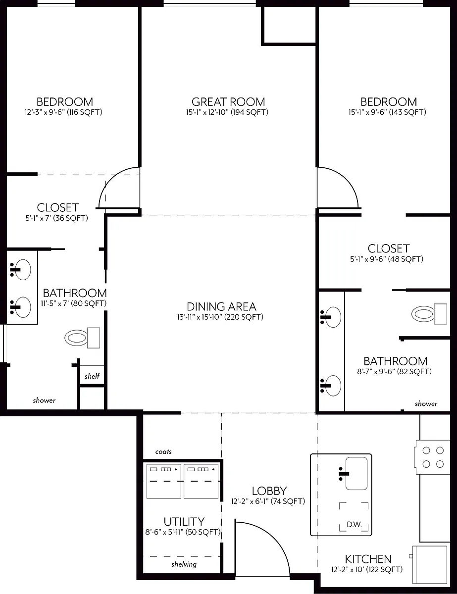 Floor plan B1 (Currently Unavailble)