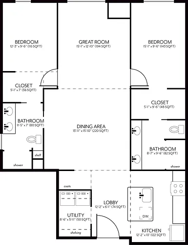 Floor plan B1 (Currently Unavailble)