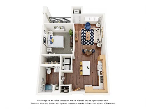 Floor plan One Bedroom 1B - 70%