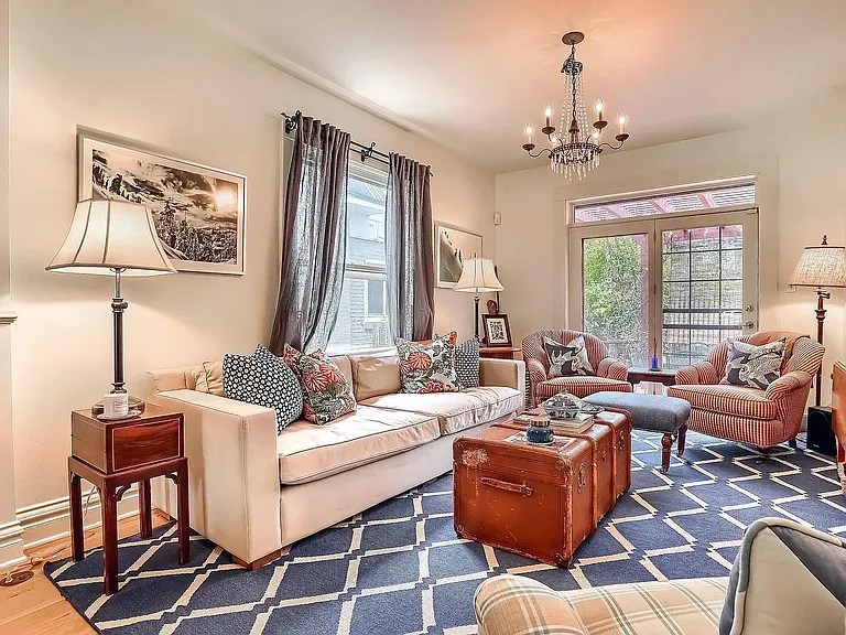 Classic details and french doors onto deck