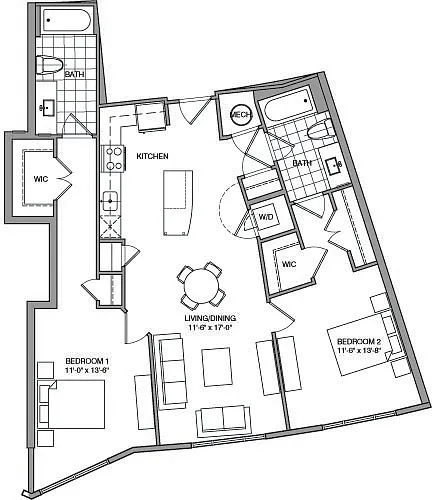Floor plan 2 Bdrm F