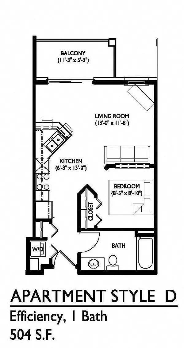 Floor plan D (Surface Lot Parking Only)