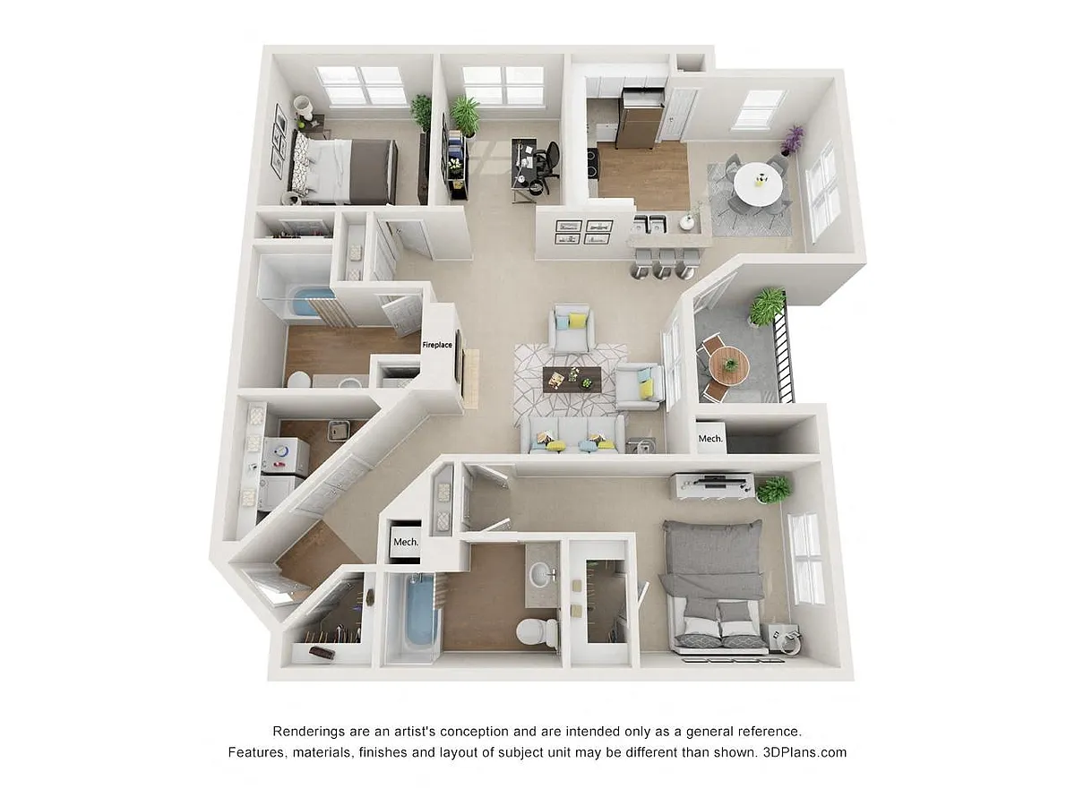 Floor plan Mt. Vernon 2B2B+DEN