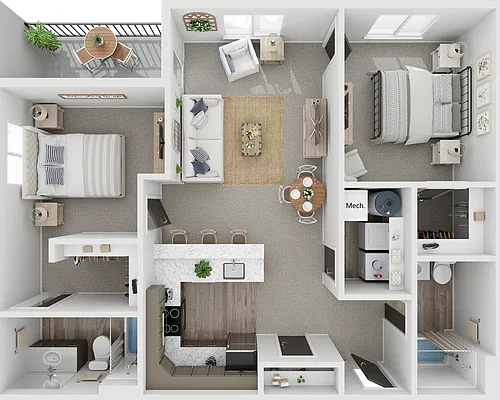 Floor plan Red Rock 2 Bedroom Unit