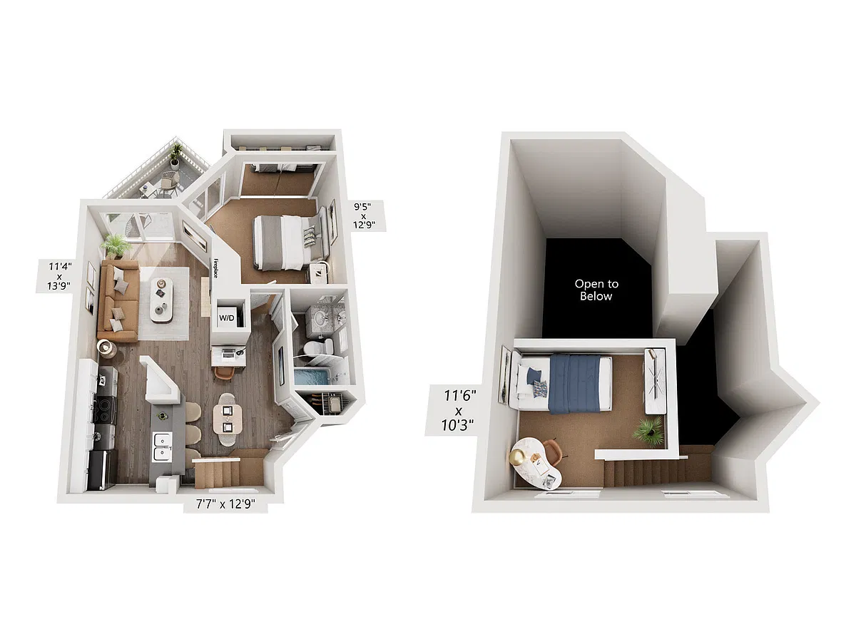 Floor plan 1 Bed, 1 Bath CL