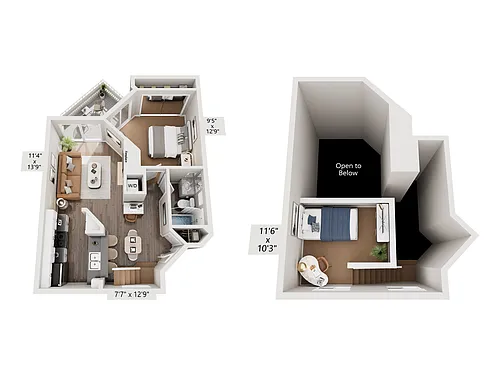 Floor plan 1 Bed, 1 Bath CL