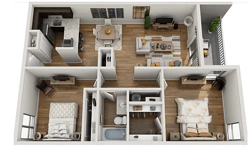 Floor plan 2 Bedroom, 1 Bathroom
