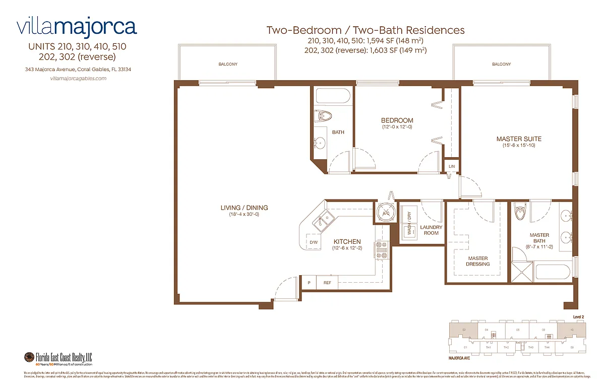 Floor plan 2 Bedroom 2 Bath Residence