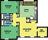 Floor plan 2 BEDROOM WITH DEN