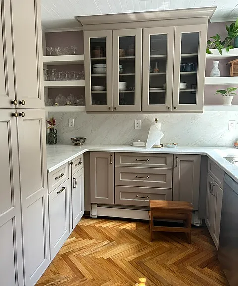 Spacious kitchen, renovated in 2024, includes custom cabinetry and new appliances.