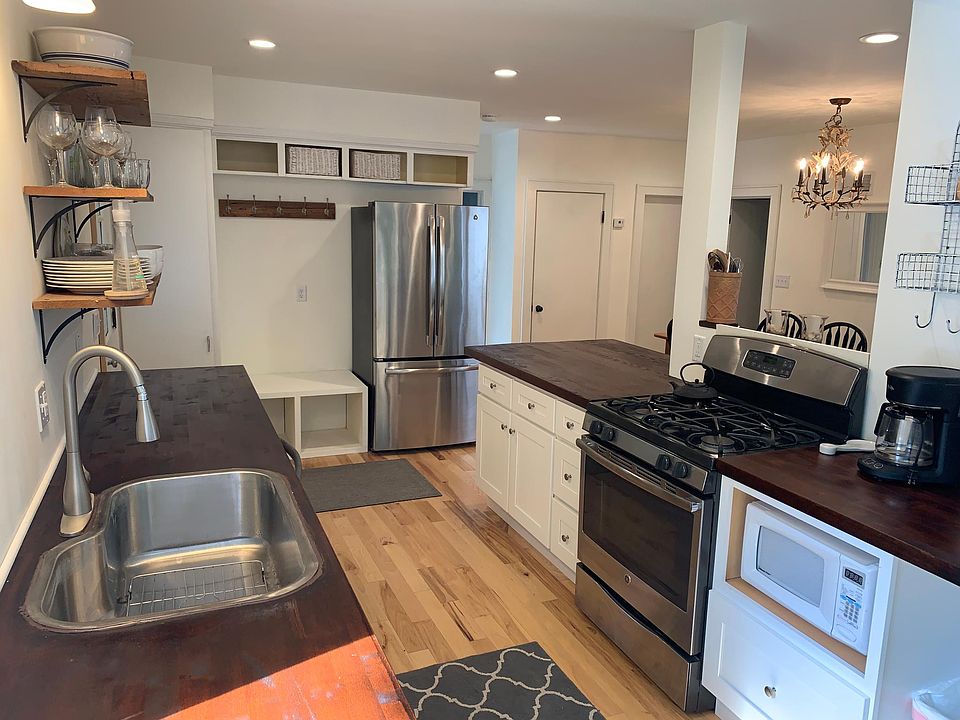 Newly remodeled, fully stocked kitchen with drip coffeemaker.