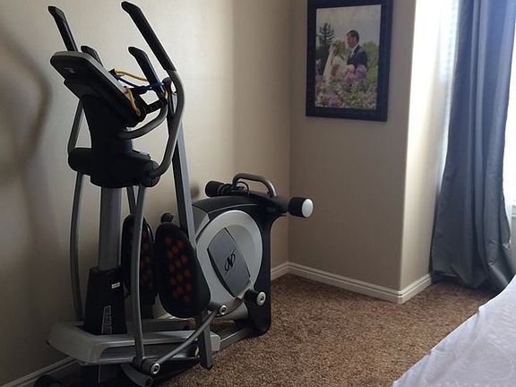 Master has room for an exercise machine or seating, dresser,