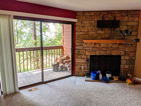 Wood fireplace and deck