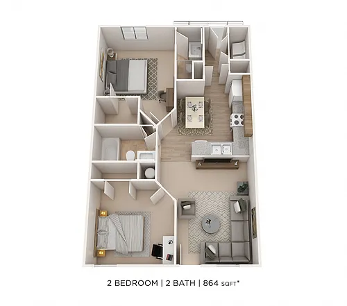 Floor plan Two Bedroom 2 Bath