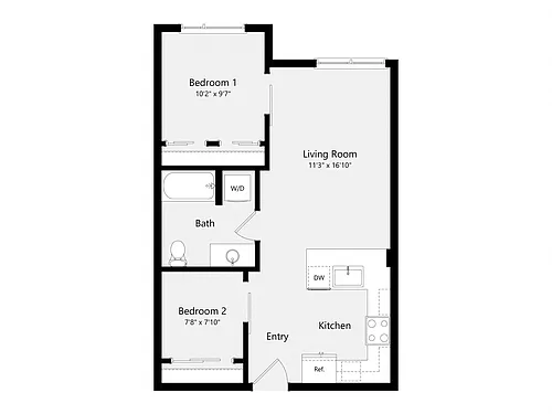 Floor plan Urban Two Bedroom C01A