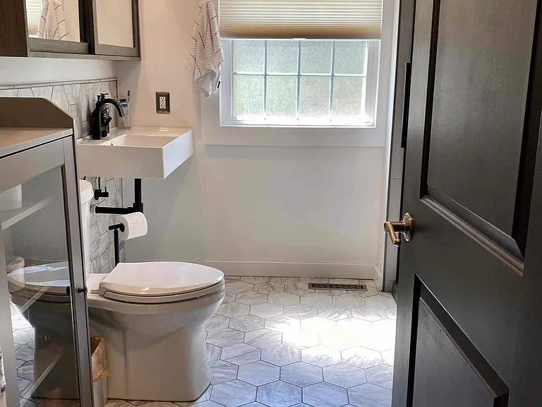 Upstairs bathroom with shower