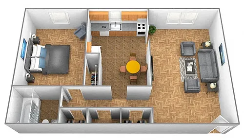 Floor plan 1 bedroom 1 bath - Hillendale