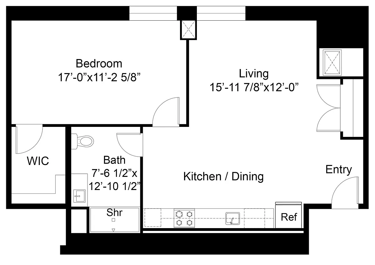 Floor plan 1 Bed ADA