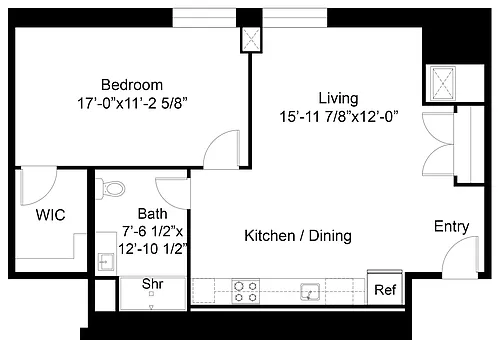 Floor plan 1 Bed ADA