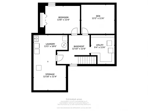 Floor plan 2 BD Townhome - Updated Kitchen & Floor