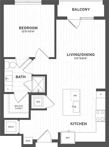 Floor plan 1 Bed/1 Bath-A1.1.6