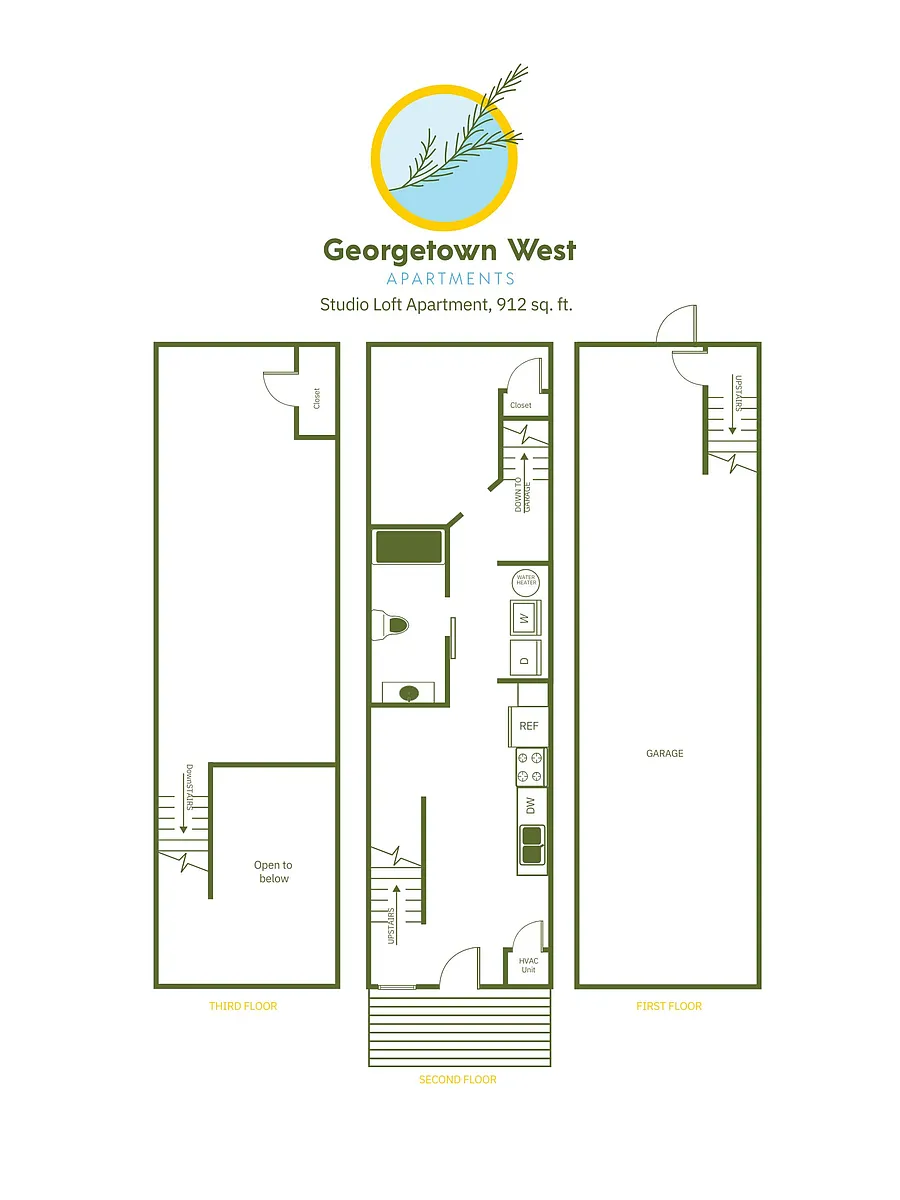 Floor plan Studio, 1 Bath Loft - 912 sq ft