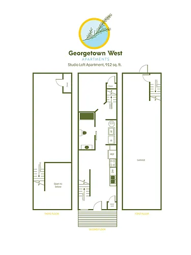 Floor plan Studio, 1 Bath Loft - 912 sq ft