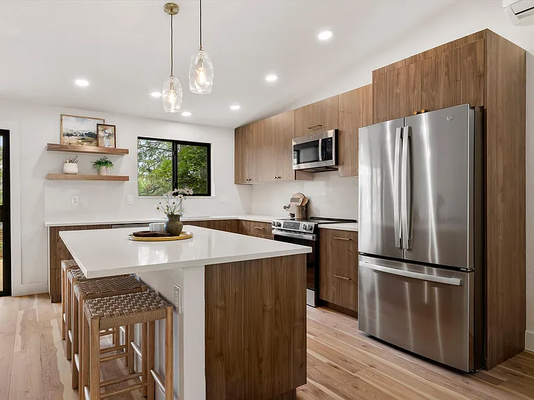 Staged, rental is unfurnished