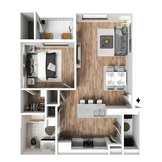 Floor plan 1 X 1 B