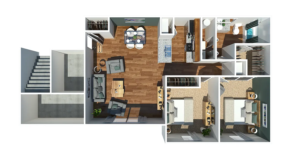 Floor plan Two Bedroom One Bathroom