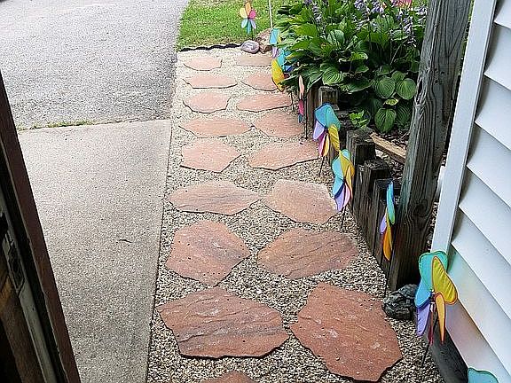 Walkway to garage entry door