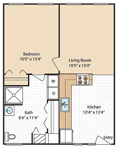 Floor plan 1 Bed 1 Bath