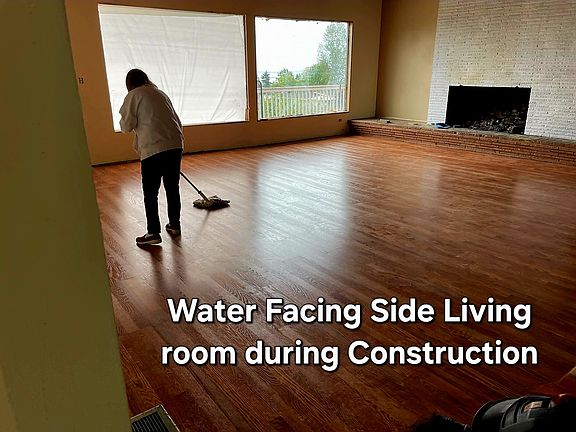 Living room, window being replaced.