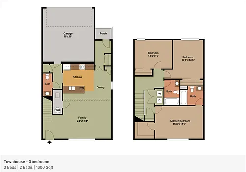 Floor plan Townhouse - 3 bedroom