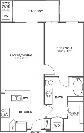 1 Bedroom 1 Bath (690 SF) 1 Bedroom 1 Bath (690 SF)