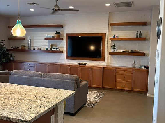 View from kitchen to great room