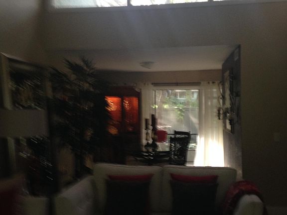 View from the creekside sliding glass doors into living and dining room