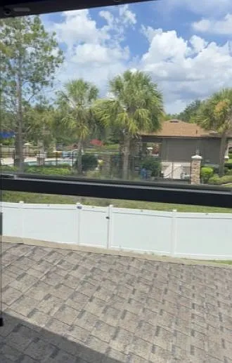 View of Pool from room #3, showing proximity.