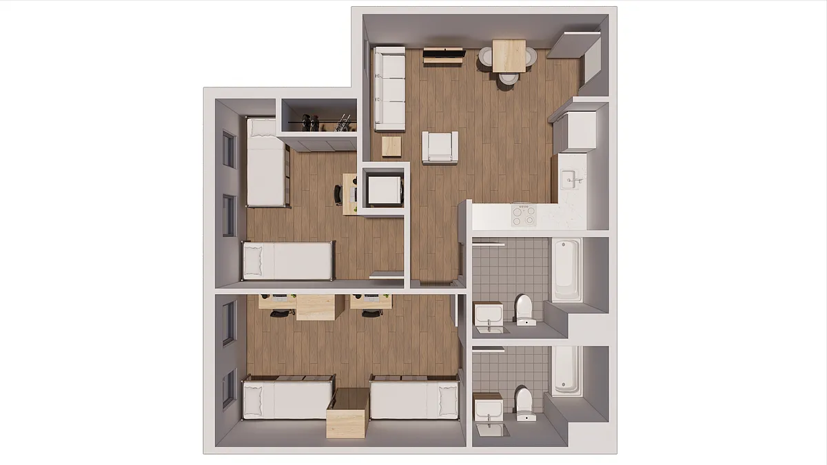 Floor plan B3 - Leased By The Bed