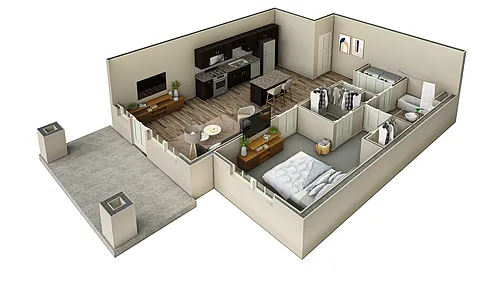 Floor plan 1 BR Haven Overlook